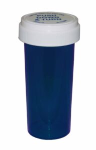 biorx laboratories pharmacy prescription vials, blue child resistant medicine bottle, 20 dram reversible, caps included, pack of 270 (pill container, pharmacy bottle, pharmacy container) by sponix