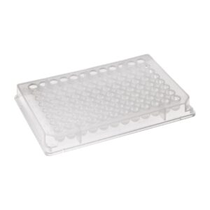 corning 9018 polystyrene flat bottom 96 well high bind clear microplate, without lid (case of 100)