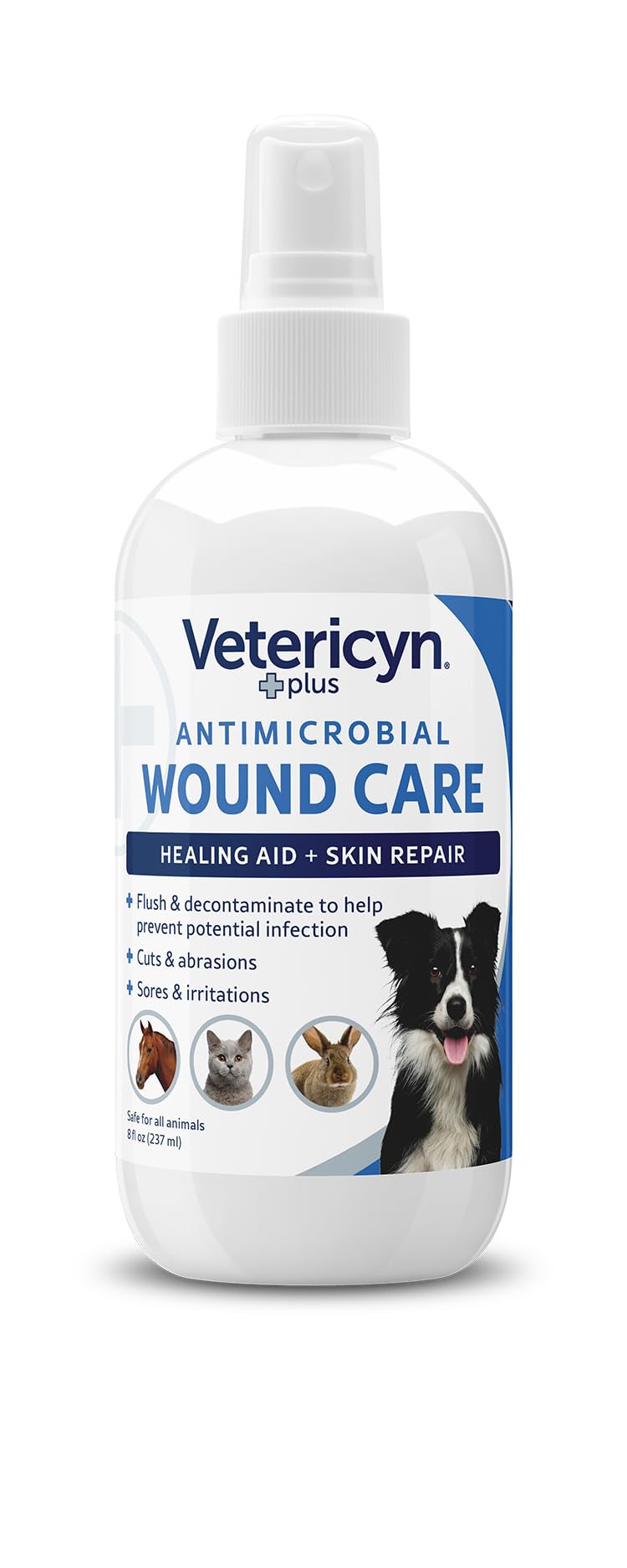 Vetericyn Plus Dog Wound Care Spray | Healing Aid and Skin Repair, Clean Wounds, Relieve Itchy Skin, and Prevent Infection, Safe for All Animals. 8 Ounces