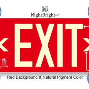 Photoluminescent Exit Sign Red - Aluminum - UL 924 Code Approved/IBC/NFPA 101 | NightBright USA Part Number ULR-050