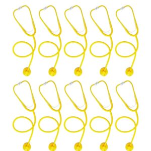 Disposable Stethoscope, Yellow, 10-pack, Single Patient Use, Plastic, 22" PVC Y-Tubing, Lightweight for Home, Education, Doctors, Nurses