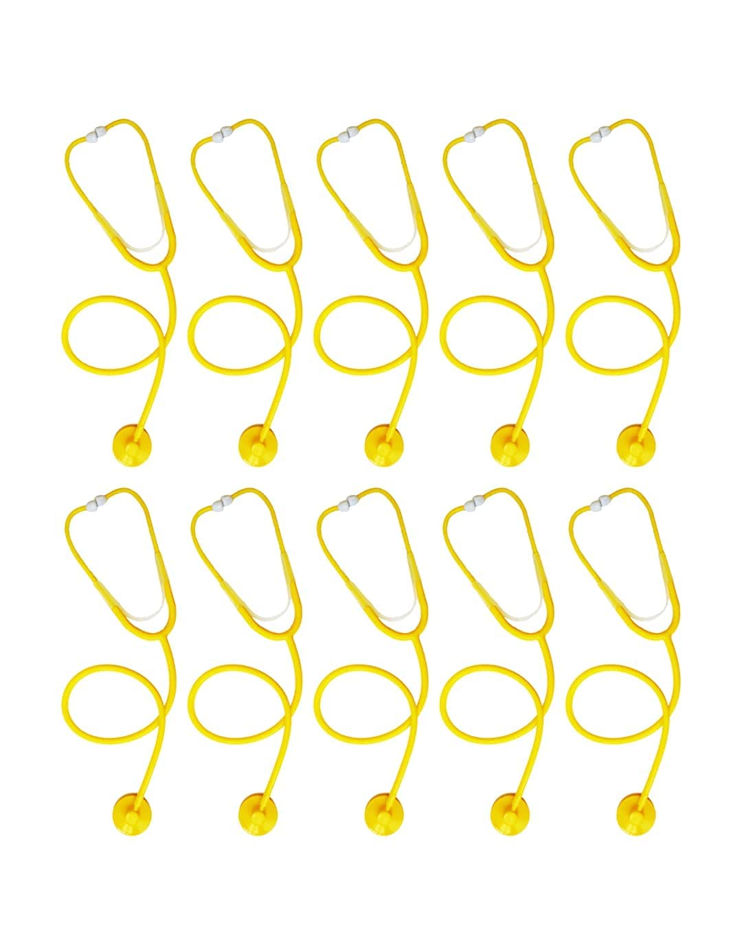 Disposable Stethoscope, Yellow, 10-pack, Single Patient Use, Plastic, 22" PVC Y-Tubing, Lightweight for Home, Education, Doctors, Nurses