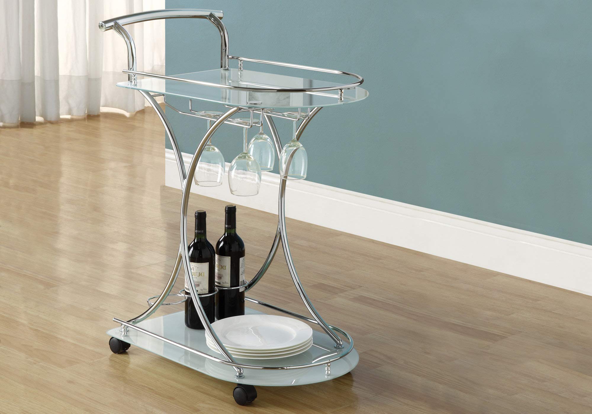 Coaster Home Furnishings Elfman 2-shelve Serving Cart Chrome and White