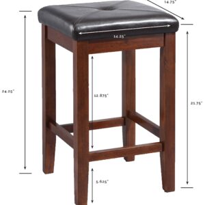 Crosley Furniture Upholstered Square Seat Counter Height Bar Stools Set of 2, Vintage Mahogany, 24-inch