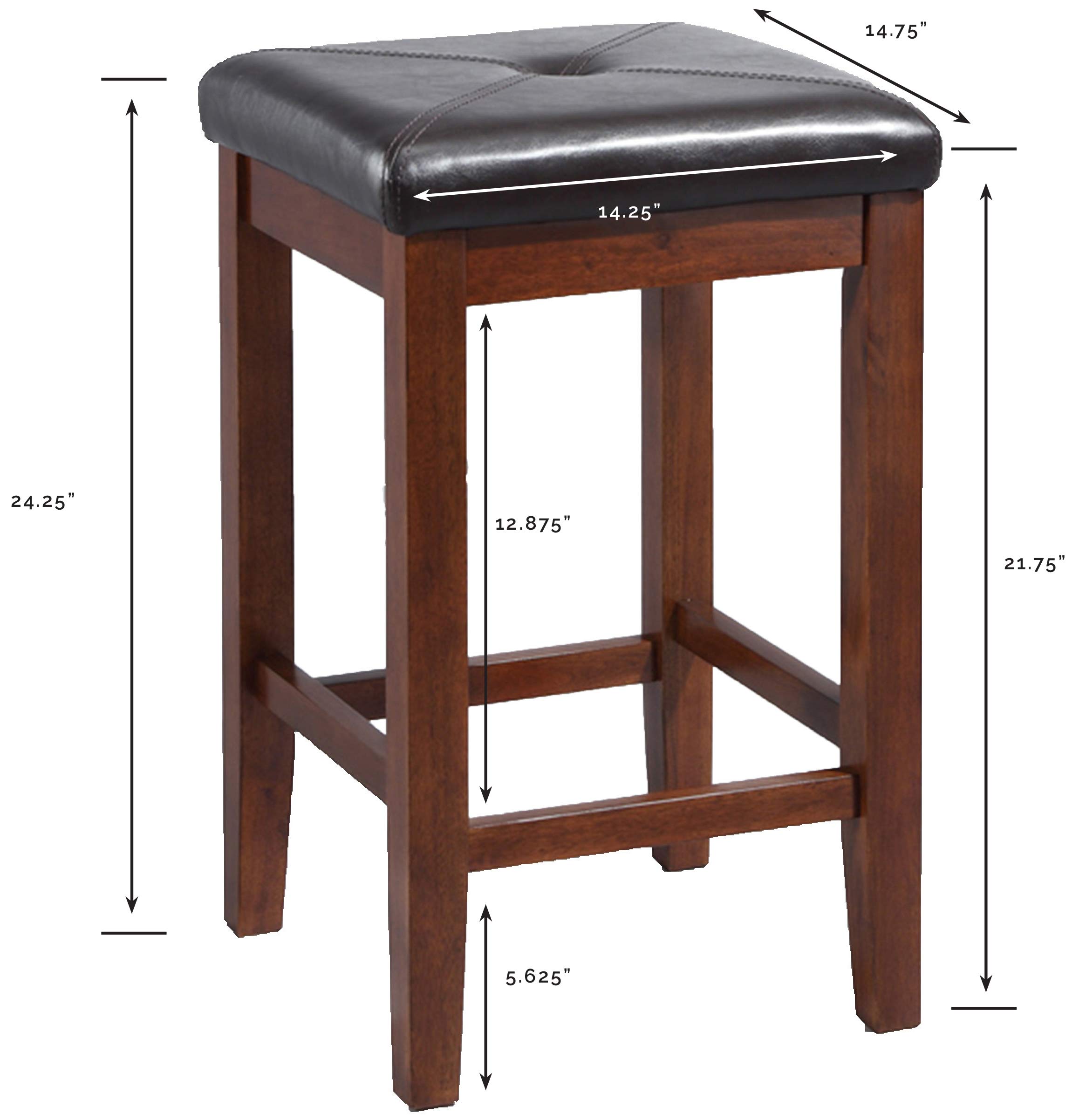 Crosley Furniture Upholstered Square Seat Counter Height Bar Stools Set of 2, Vintage Mahogany, 24-inch