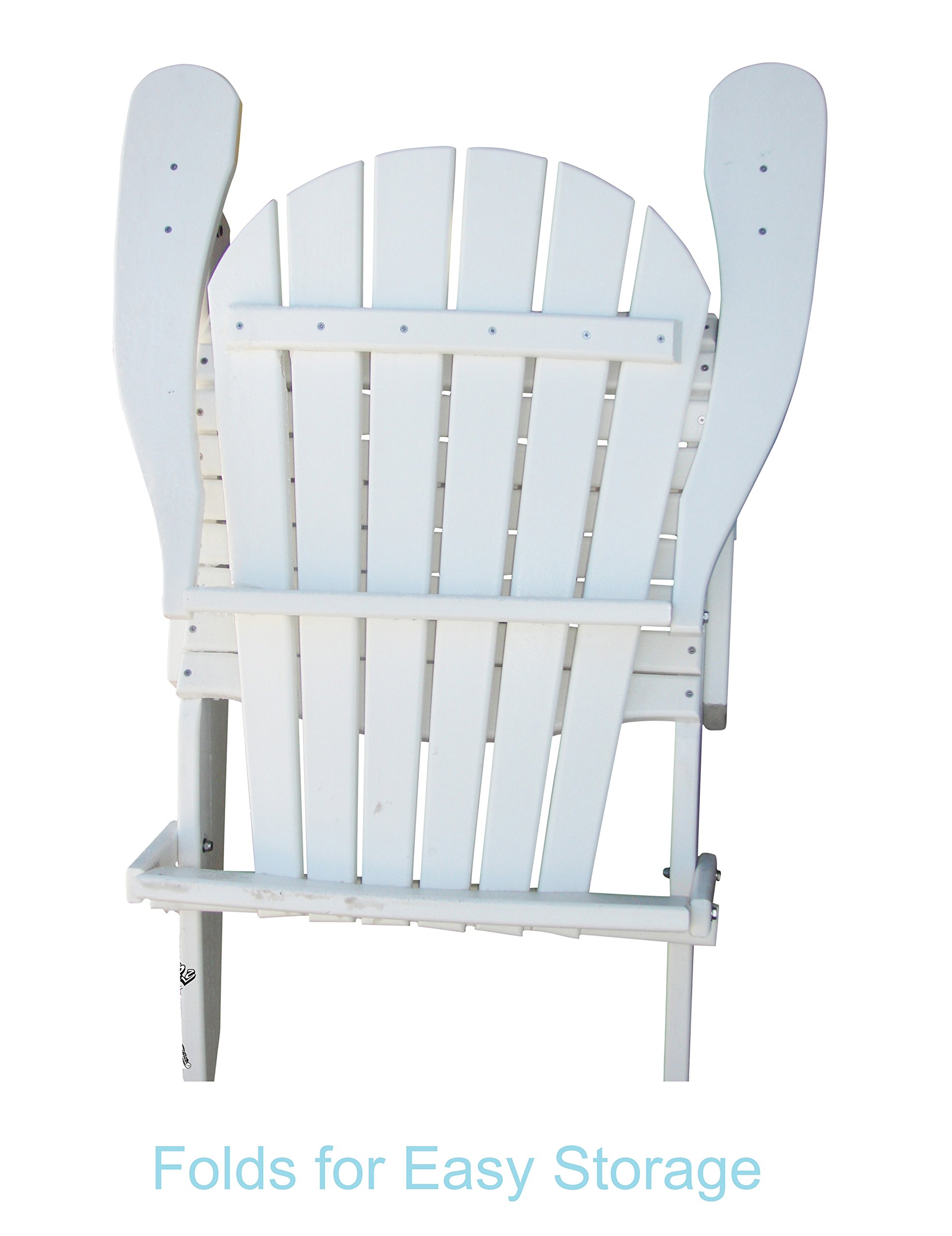 Phat Tommy Foldable Adirondack Chair - Poly Adirondack Chair Folding - HDPE, Heavy Duty, Recycled Plastic - All Weather Outdoor Furniture for Your Deck, Front Porch, or Patio, White