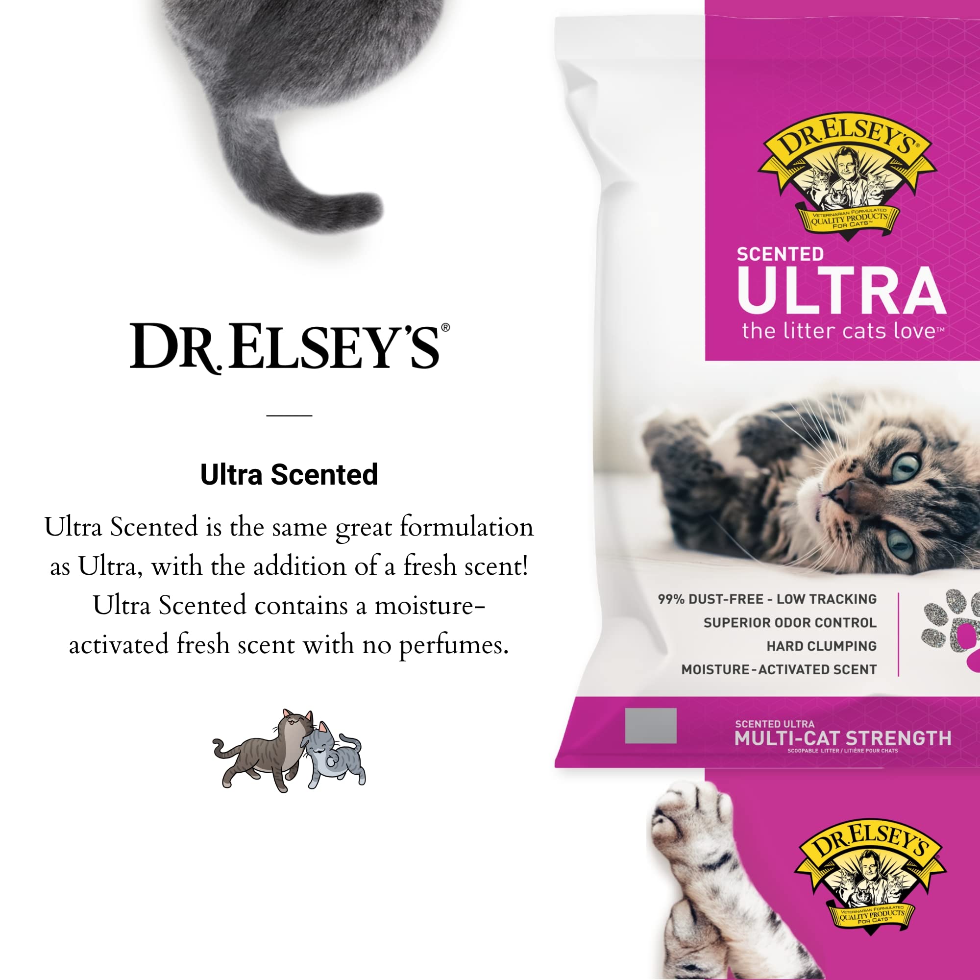 Precious Cat Elsey's Ultra Scented Cat Litter,18 Lb/8.16 Kg (Pack May Vary) Clay