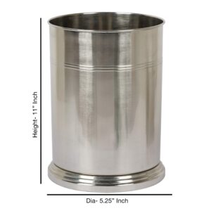 nu steel DR8H Dual Ridge Collection Wastebasket Small Round Vintage Trash Can for Bathroom, Bedroom, Dorm, College, Office, 8.2" x 11" x 8.2", Brushed Pewter Finish, Under 5 Gallons