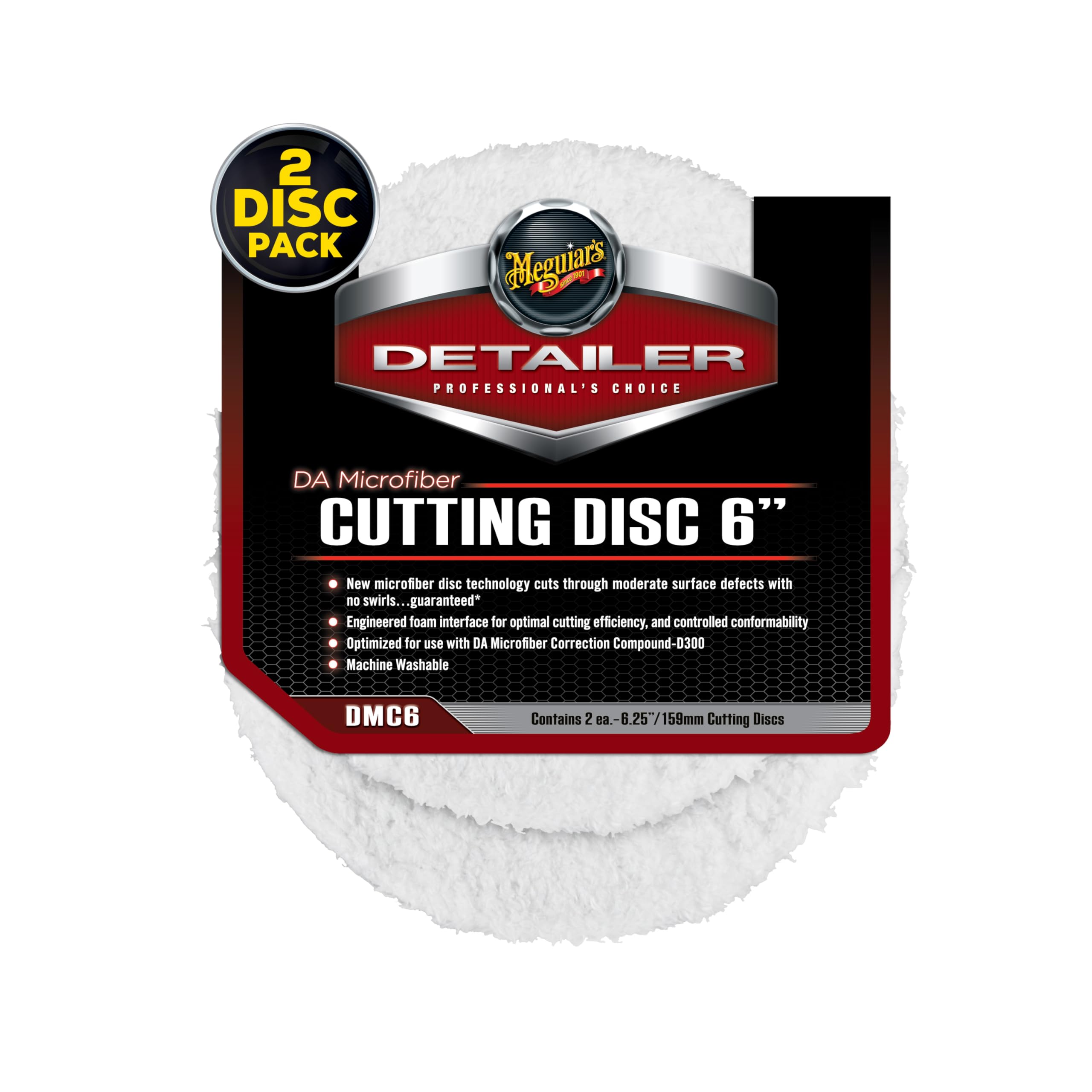 Meguiar's DMC6 DA 6" Microfiber Cutting Disc, 2 Pack