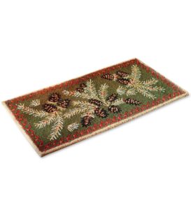 plow & hearth 2'x4' hooked pine cone fireproof hearth rug |100% wool fireplace mat | protect home décor hardwood floor and carpet from sparks and embers wood stove