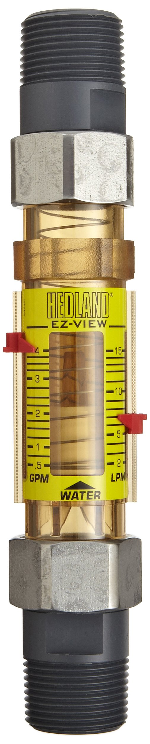 Hedland H621-610-R EZ-View Flowmeter With Sensor, Polyphenylsulfone, For Use With Water, 1.0 - 10 gpm Flow Range, 1" NPT Male