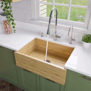 alfi brand ab3021 30-inch single bowl bamboo kitchen farm sink