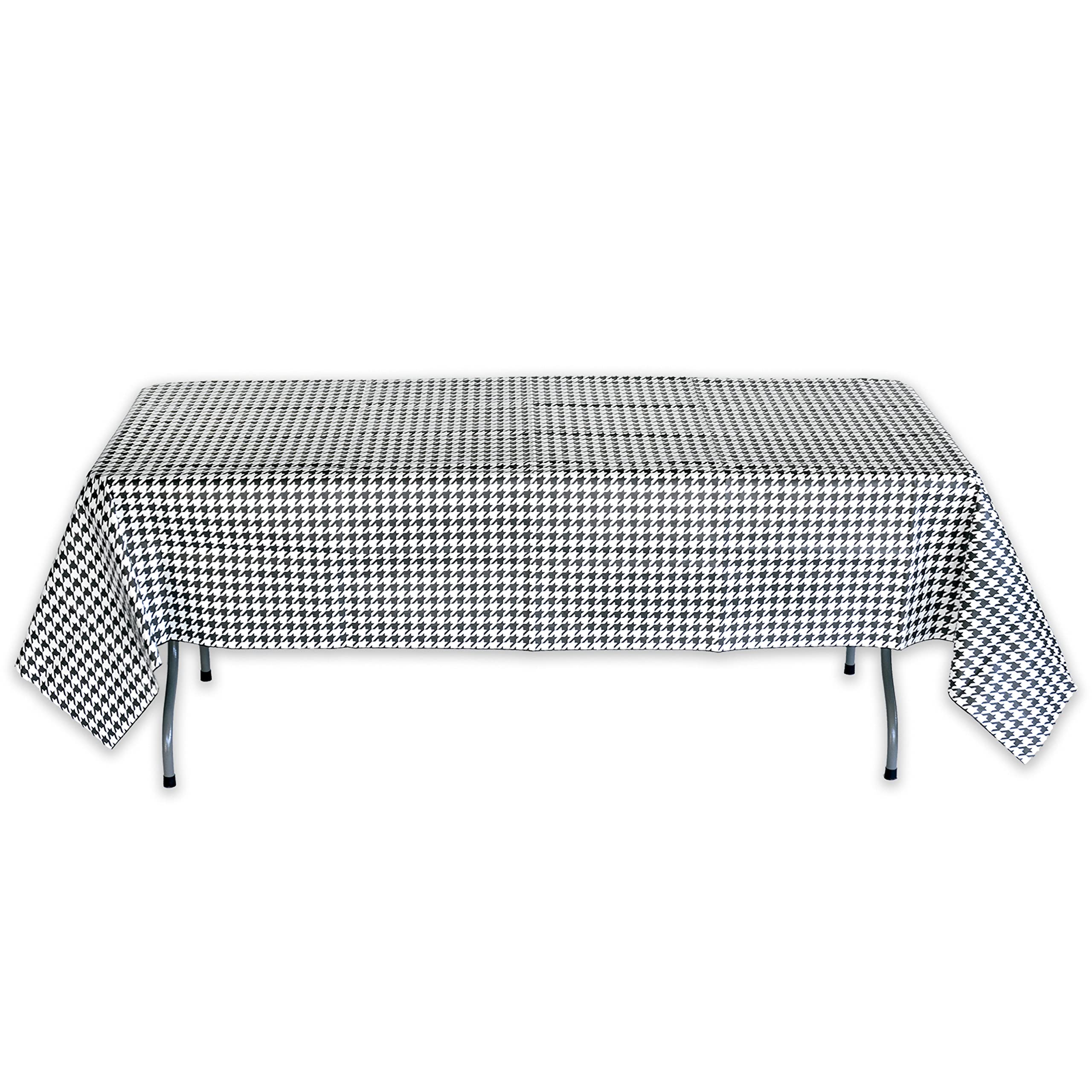 Havercamp Houndstooth Table Cover (54" x 108"). Water and Tear Resistant, Black and White Paper Cover. Alabama Houndstooth