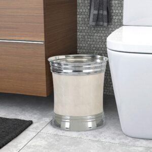 nu steel Fantasy Collection Wastebasket Small Round Vintage Trash Can for Bathroom, Bedroom, Dorm, College, Office, 8" x 10" x 8.8", Chrome Finish with Mother of Pearl Enamel., Under 5 Gallons (Fantasy/FA8H)