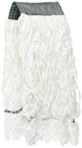 rubbermaid commercial 20 oz clean room string wet mop head, 5 inch headband, white, heavy duty mop for floor cleaning office/school/stadium/bathroom