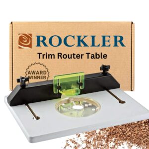 rockler trim router table – adjustable table router - best router table w/pre-drilled holes on back - router table w/high-visibility bit guard, 1/4" thick acrylic base – router tools for woodworking