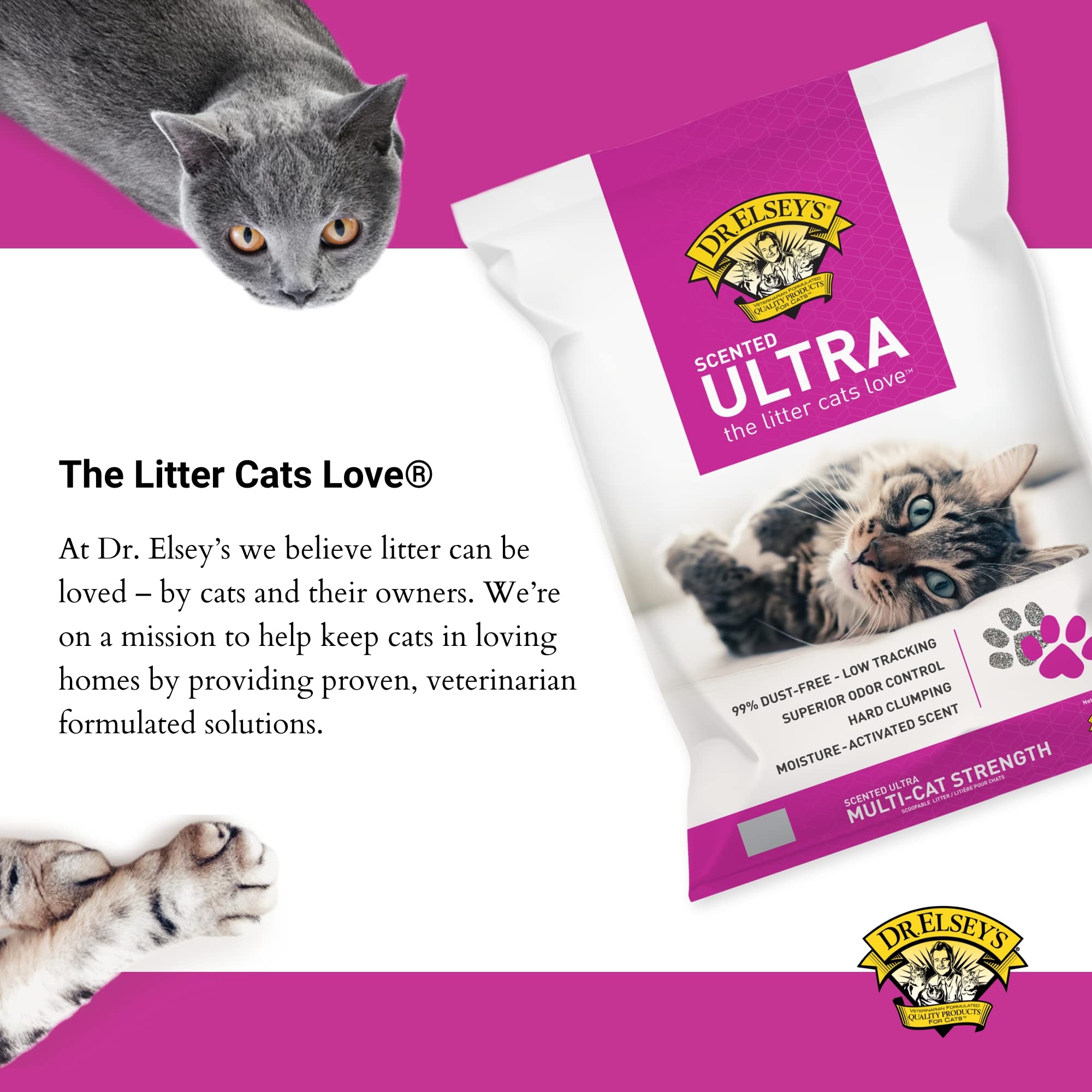 Precious Cat Elsey's Ultra Scented Cat Litter,18 Lb/8.16 Kg (Pack May Vary) Clay