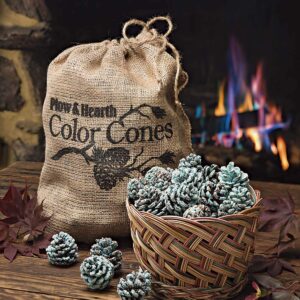 Plow & Hearth Fireplace Color Changing Pine Cones Wood Burning Accessories