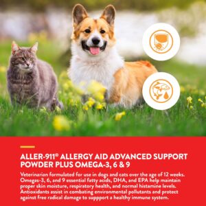 NaturVet Aller-911 Advanced Allergy Aid Formula Powder Plus Antioxidants for Dogs and Cats, 9 oz Powder, Made in The USA