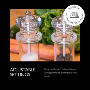 COLE & MASON 505 Salt and Pepper Grinder Set - Clear Acrylic Mills Includes Precision Mechanisms and Premium Sea Salt and Peppercorns