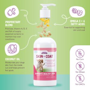 Health Extension Skin & Coat Supplement for Dogs & Puppies, 16oz - Omega 3 & 6 Rich Formula for Healthy Skin & Shiny Coat, Reduces Shedding & Itching