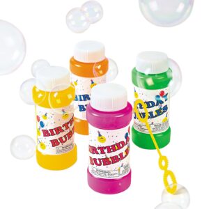 fun express happy birthday bubble bottles - 12 pieces - great for kid party supplies and giveaways