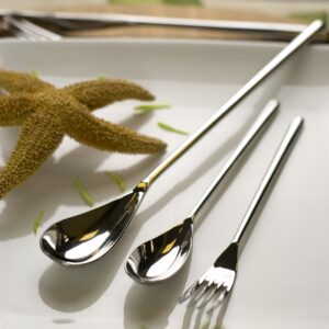 Fortessa Dragonfly 18/10 Stainless Steel Flatware Dessert/Tea Spoon, 7-Inch, Set of 12