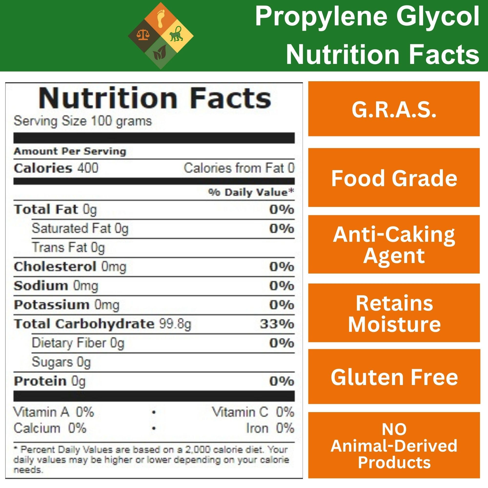 Propylene Glycol - Food Grade - USP - Kosher - 18 oz net wt in a 1 Pint Safety Sealed HDPE Container with Resealable Cap