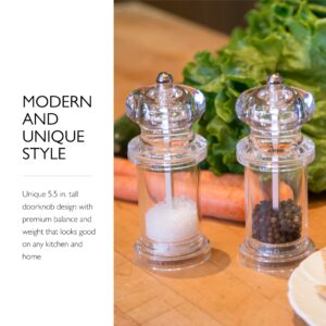 COLE & MASON 505 Salt and Pepper Grinder Set - Clear Acrylic Mills Includes Precision Mechanisms and Premium Sea Salt and Peppercorns