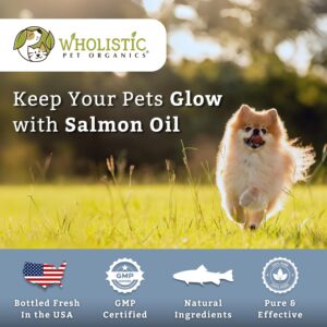 Wholistic Pet Organics Wild Alaskan Salmon Oil for Dogs - 100 Soft Gels - Rich Omega 3 Fish Oil with EPA & DHA for Skin, Coat, Joint, and Heart Health - Choice for Dog Skin & Coat Care