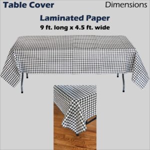 Havercamp Houndstooth Table Cover (54" x 108"). Water and Tear Resistant, Black and White Paper Cover. Alabama Houndstooth