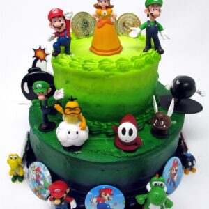 Mario Brothers Birthday Party 22 Piece Mario Birthday Cake Topper Featuring Mario, Luigi, Bullet, Toad, Mushroom, Goomba, Koopa, Shy, Bomb, Lakitu Spiny, Mario Coins, Large Bomb, and 6 Mario 1"