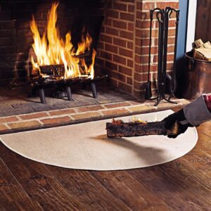 Plow & Hearth 27"x48" Half Round Fireproof Hearth Rug | Charcoal | 2 Layer Fiberglass Fireplace Mat | Protect Hardwood & Carpet from Sparks & Embers