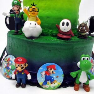 Mario Brothers Birthday Party 22 Piece Mario Birthday Cake Topper Featuring Mario, Luigi, Bullet, Toad, Mushroom, Goomba, Koopa, Shy, Bomb, Lakitu Spiny, Mario Coins, Large Bomb, and 6 Mario 1"