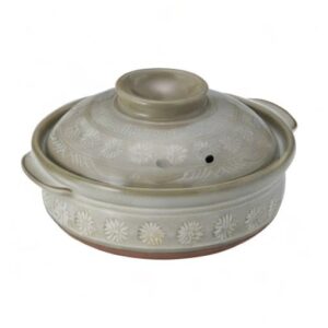 Banko Ware Ginpo Earthenware Pot (Deep Pot), No. 7, For 1-2 People, Hanamishima 21071