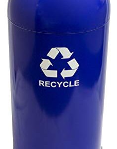 Witt Industries 415DTBL-R Steel 15-Gallon Standard Open Top Indoor Recycling Receptacle with Galvanized Liner, Legend "Recycle", Round, 15" Diameter x 35" Height, Blue