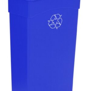 Continental 8322-1 23-Gallon Wall Hugger LLDPE Recycling Receptacle, Rectangular, Blue