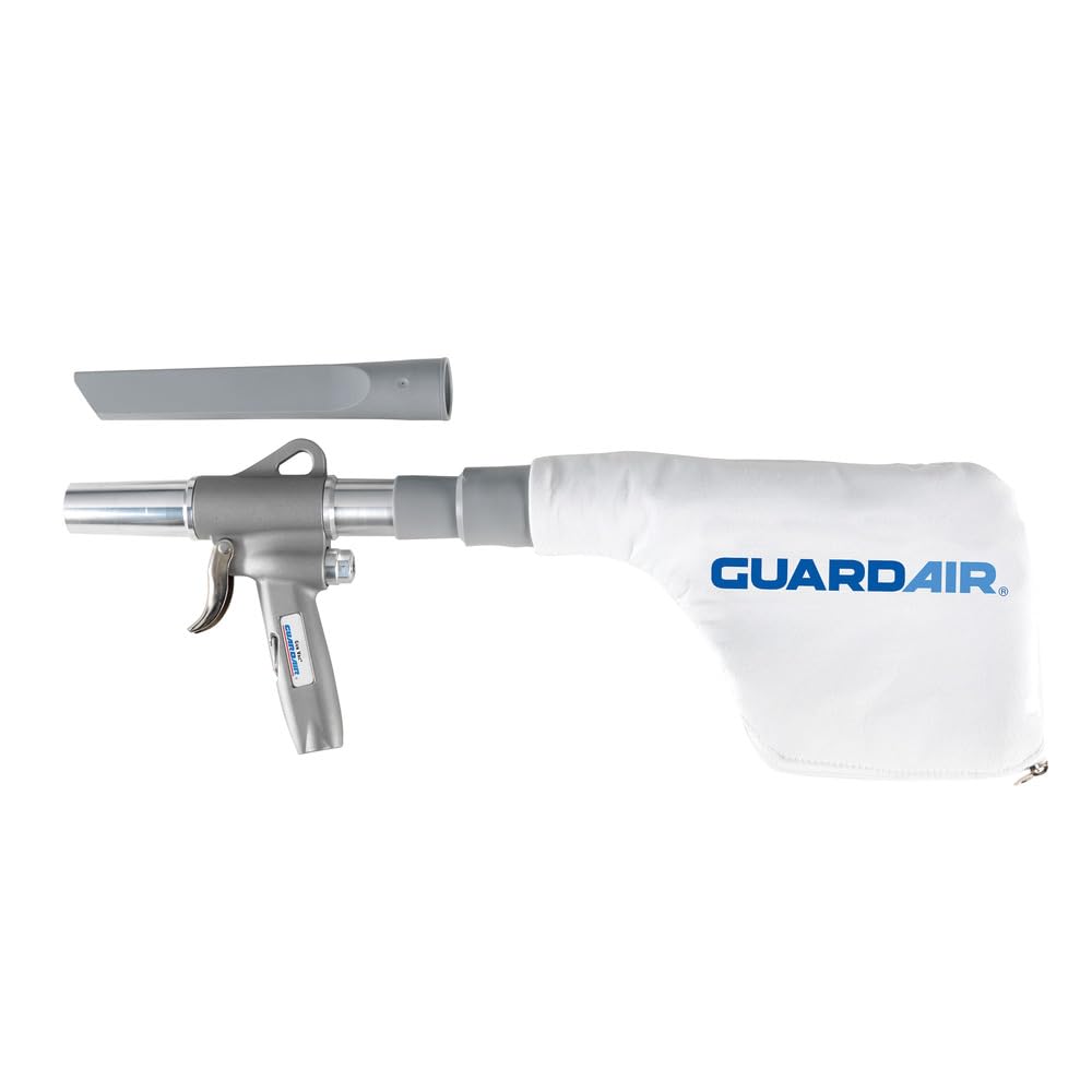 Guardair Gun Vac 1500 Pneumatic Gun Vacuum Cleaner Suction Kit with 9-Inch Crevice Tool and High Filtration Collection Bag