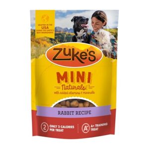 zuke’s mini naturals soft and chewy dog treats for training pouch, natural treat bites with rabbit recipe - 16.0 oz bag