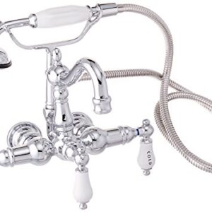 Elements of Design DT10081CL Hot Springs Wall Mount Clawfoot Tub Filler with Hand Shower, 4-3/4" in Spout Reach, Polished Chrome