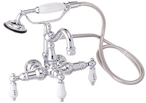 Elements of Design DT10081CL Hot Springs Wall Mount Clawfoot Tub Filler with Hand Shower, 4-3/4" in Spout Reach, Polished Chrome