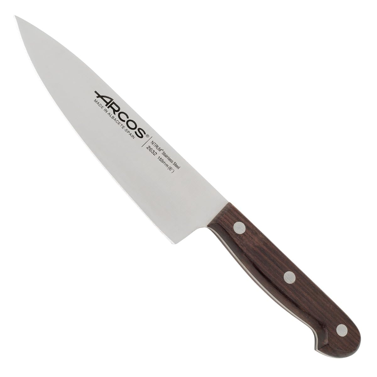 ARCOS Atlantico Series Chef Knife - 6" Nitrum Stainless Steel Blade with Rosewood Brown Handle - Elegant and Durable Design (7"). Atlantico Series. Color Brown