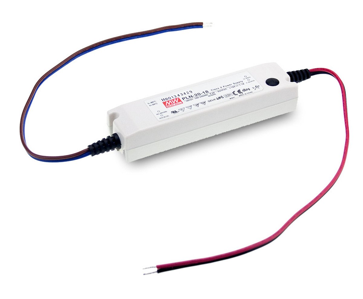 MEAN WELL PLN-20-12 LED Driver Enclosed Switching Power Supply, 12 Volt, 1.6 Amp, 19.2 Watt