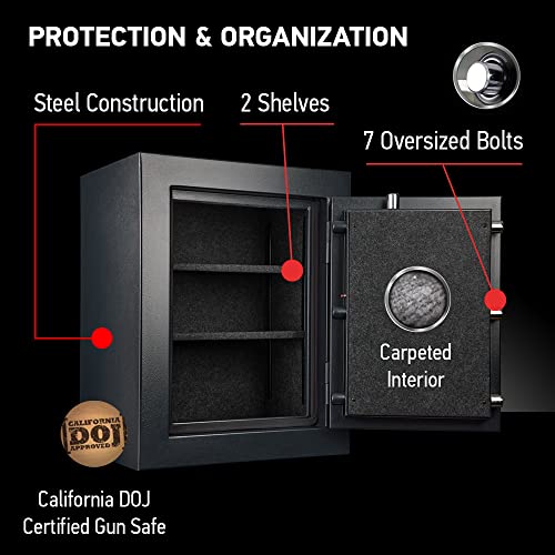 SentrySafe Fireproof and Waterproof XX-Large Black Steel Home Safe, DOJ-Certified with Digital Keypad Lock for Guns or Documents, 3.39 Cubic Feet, 27.8 x 21.7 x 19 Inches, EF3428E