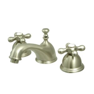 nuvo es3968ax elements of design chicago 2-handle 8" to 16" widespread lavatory faucet with brass pop-up, 6-1/2", brushed nickel