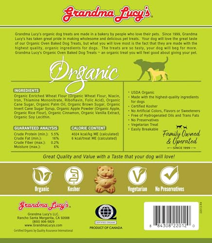 Grandma Lucy's Organic Oven Baked Dog Treats - Apple, 14 oz