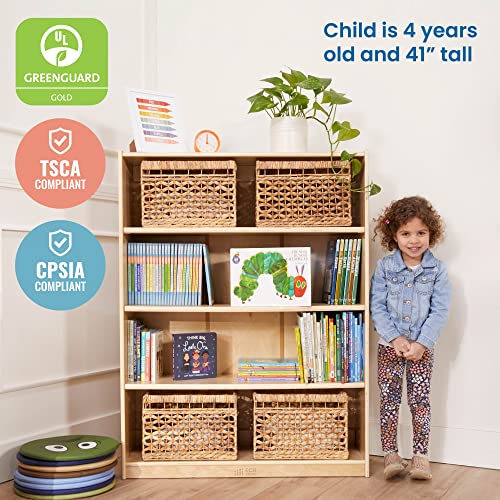 ECR4Kids Classic Bookcase, 48in, Adjustable Bookshelf, Natural