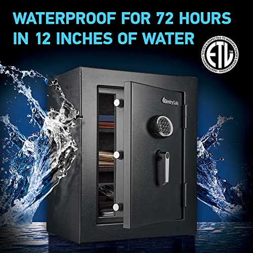 SentrySafe Fireproof and Waterproof XX-Large Black Steel Home Safe, DOJ-Certified with Digital Keypad Lock for Guns or Documents, 3.39 Cubic Feet, 27.8 x 21.7 x 19 Inches, EF3428E