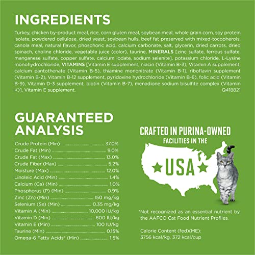 Purina ONE Natural, Low Fat, Weight Control, Indoor Dry Cat Food, +Plus Indoor Advantage - 22 lb. Bag