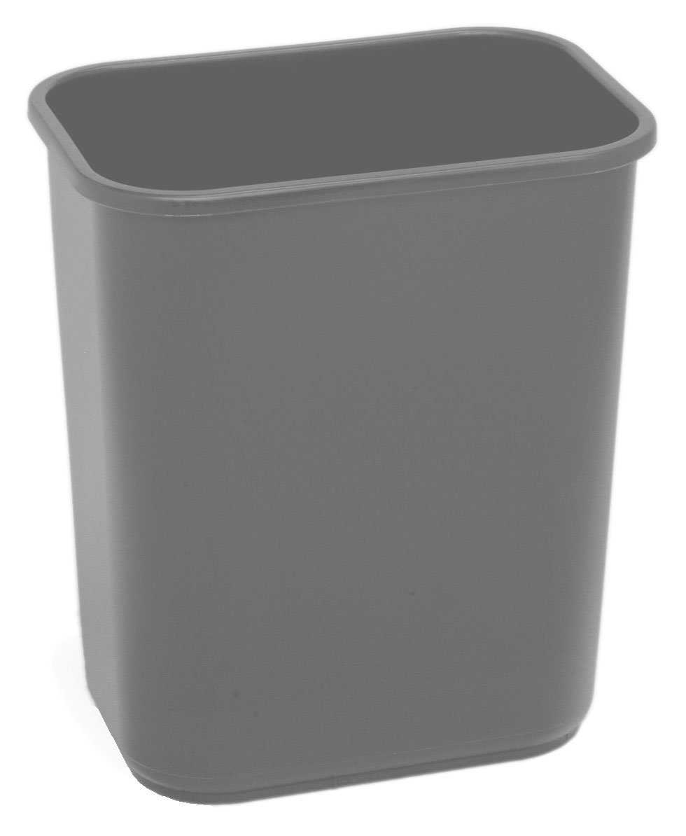 Continental 2818GY 28-1/8 Quart Commercial HDPE Trash Can, Rectangular, Gray